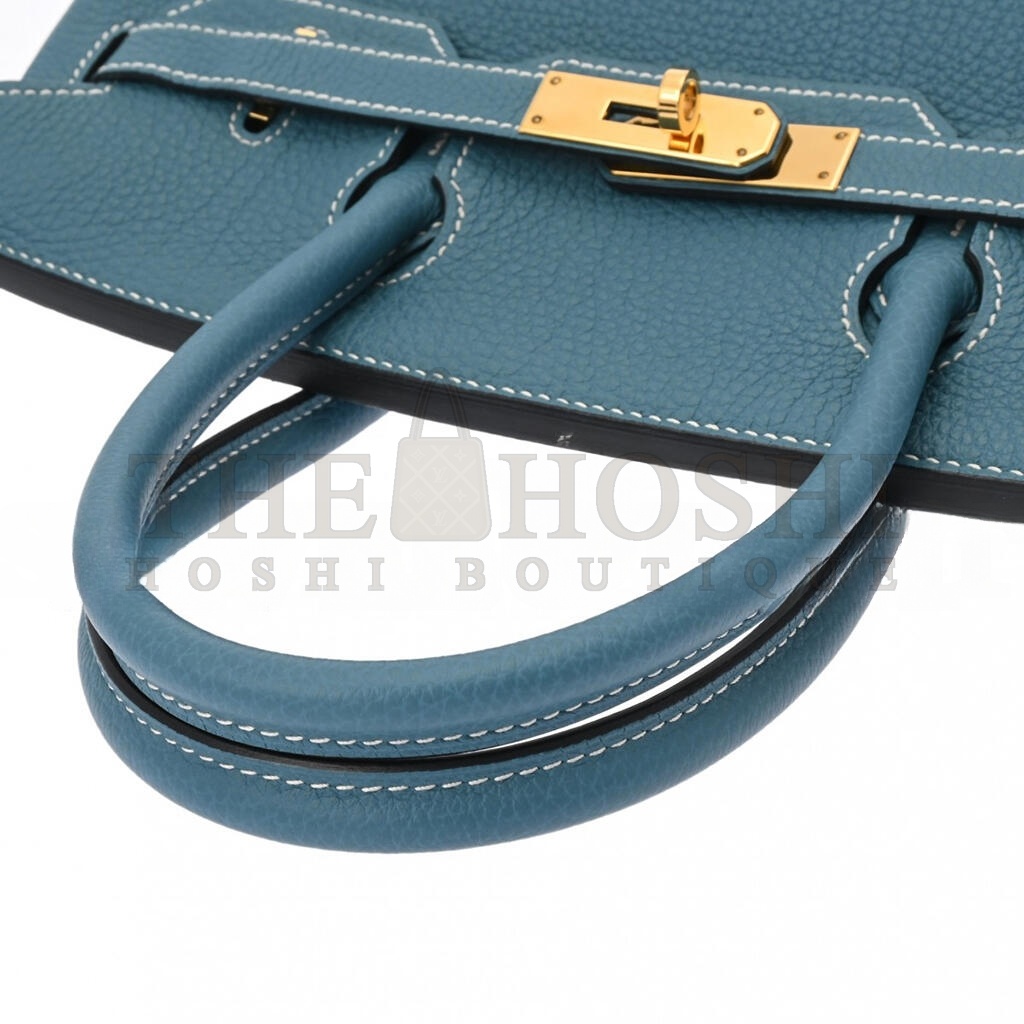 H**me5 BIRKIN 30 TOGO LEATHER DENIM BLUE LEMON YELLOW GOLD BUCKLE HANDBAG 627751 (30*23*15cm) Master Quality